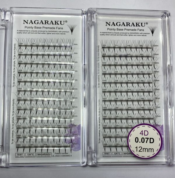 Blíster de pestañas 0.07 curva D Nagaraku grosor 12mm 4D