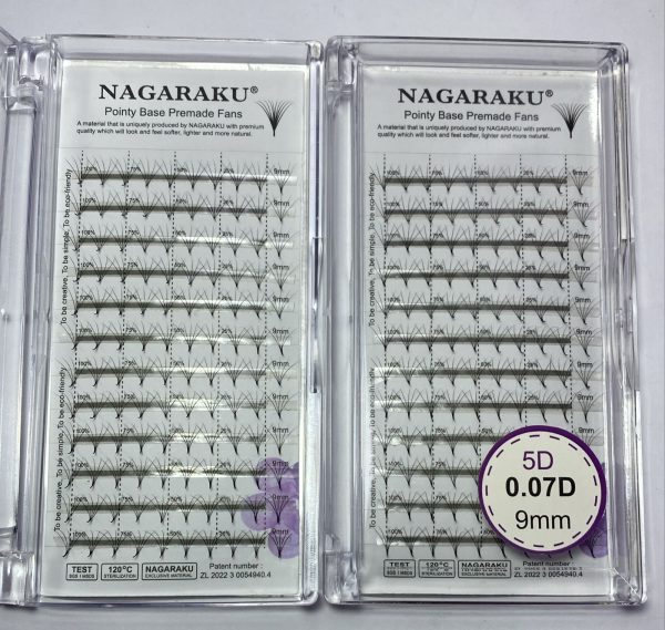 Blíster de pestañas 0.07 curva D Nagaraku grosor 9mm 5D