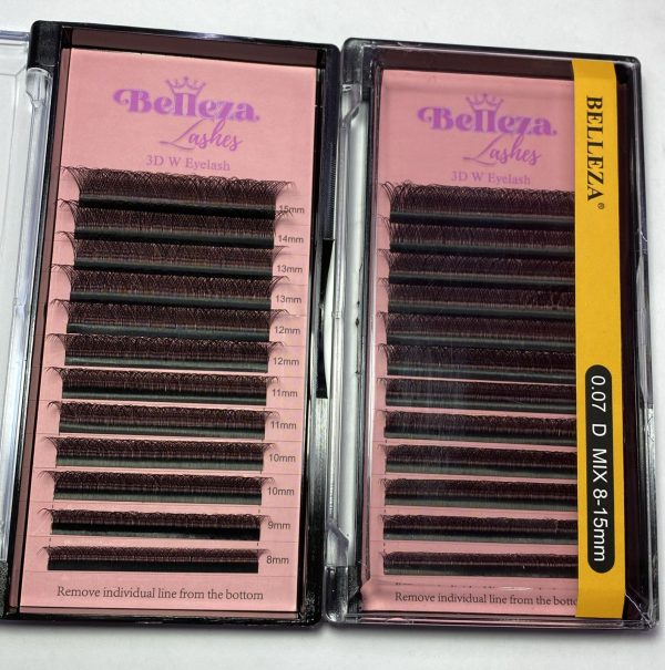 Blíster de pestañas 0.07 curva D Belleza Mix negras 3D