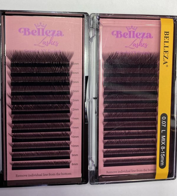 Blíster de pestañas 0.07 curva L Belleza Mix negras