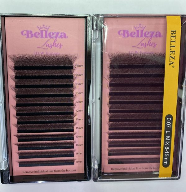 Blíster de pestañas 0.07 curva L Belleza Mix negras 3D