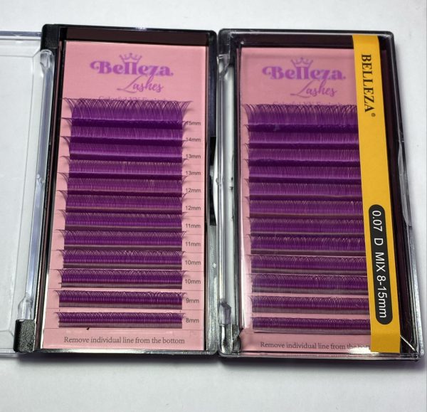 Blíster de pestañas 0.07 curva D Belleza Mix moradas