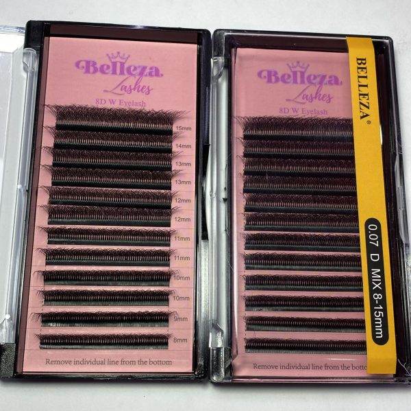 Blíster de pestañas 0.07 curva D Belleza Mix negras 8D