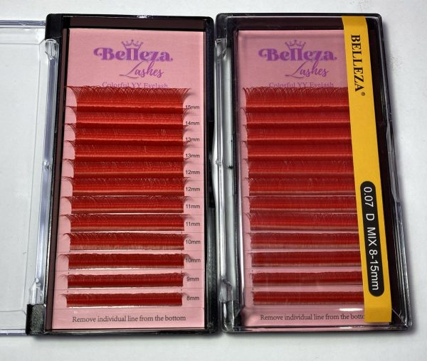 Blíster de pestañas 0.07 curva D Belleza Mix rojo