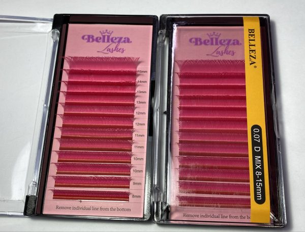 Blíster de pestañas 0.07 curva D Belleza Mix rosadas