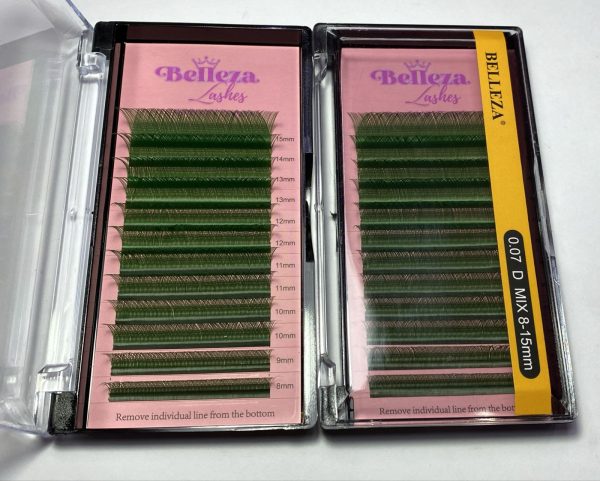 Blíster de pestañas 0.07 curva D Belleza Mix verde