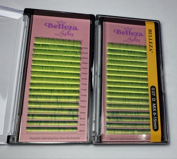 Blíster de pestañas 0.07 curva D Belleza Mix verde con azul