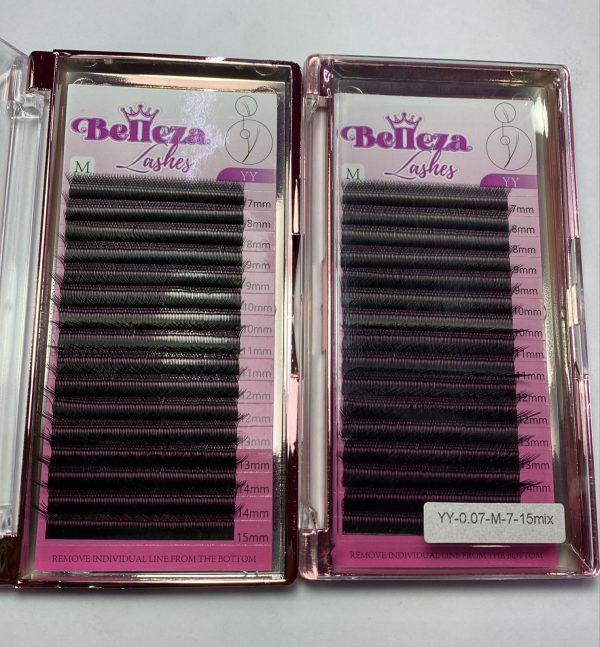 Blíster de pestañas 0.07 curva M Belleza Mix negras 2D
