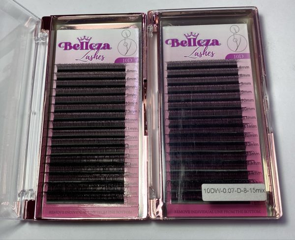 Blíster de pestañas 0.07 curva D Belleza Mix negras 10D