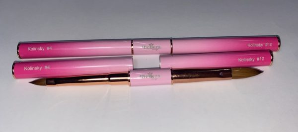 Pincel doble punta #4 y 10 kolinsky rosado Belleza Nails