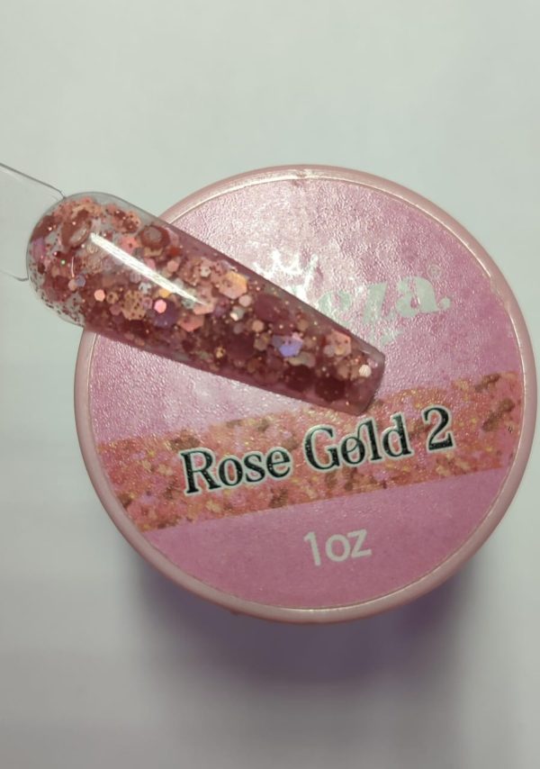 Acrílico rose gold 2 Belleza Nails 1 onza