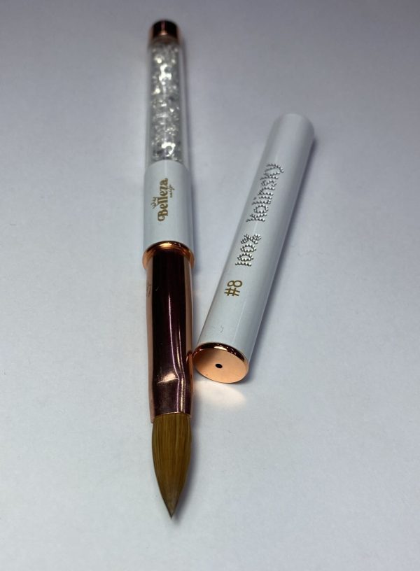 Pincel #8 kolinsky blanco con cristales Belleza Nails