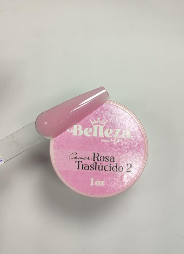 Acrílico cover rosa traslúcido 2 Belleza Nails 1 onza