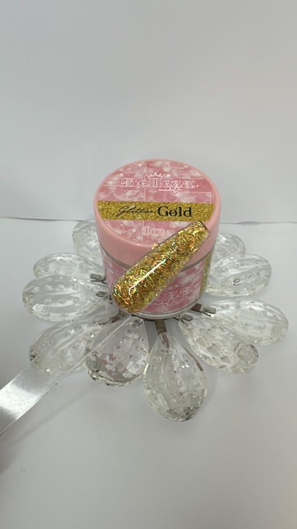 Acrílico glitter gold Belleza Naiks 1 onza