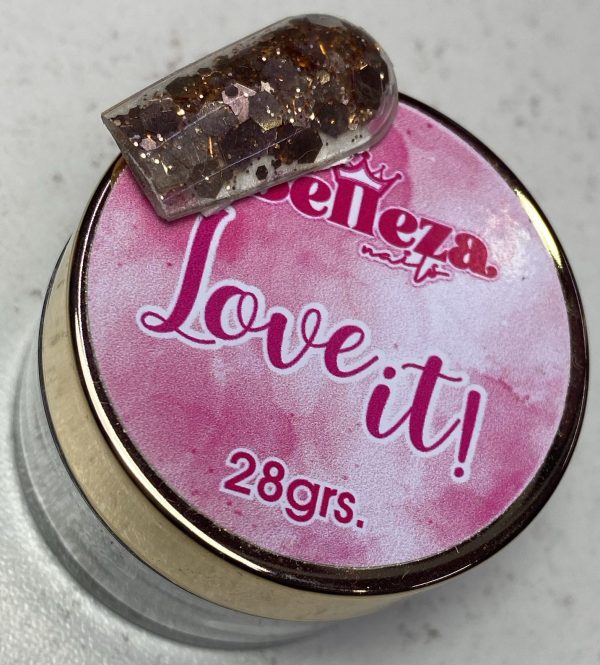 Acrílico glitter #7 love it Belleza Nails 28grs