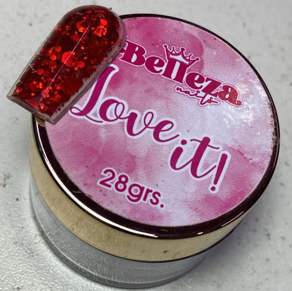 Acrílico glitter #11 love it Belleza Nails 28grs