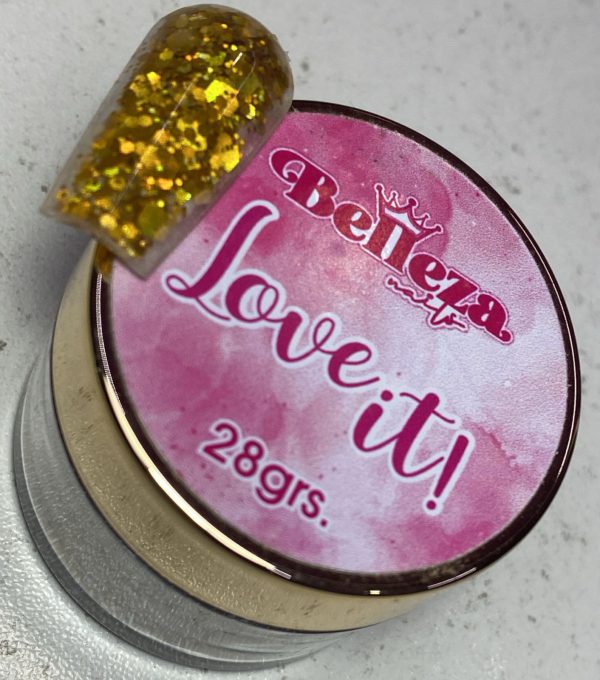 Acrílico glitter #1 love it Belleza Nails 28grs