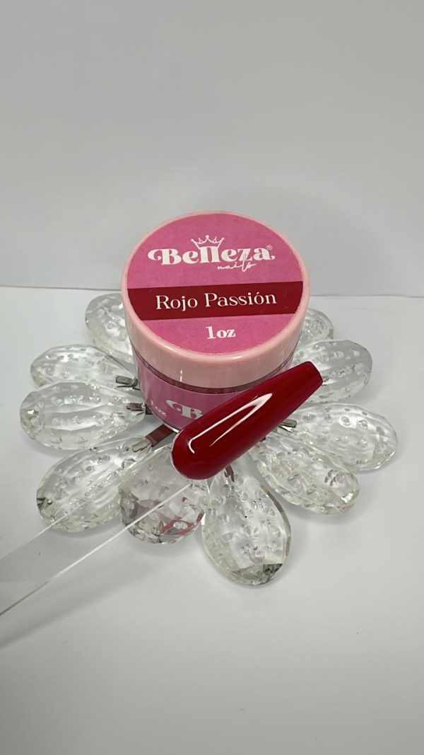Acrílico rojo pasión Belleza Nails 1 onza