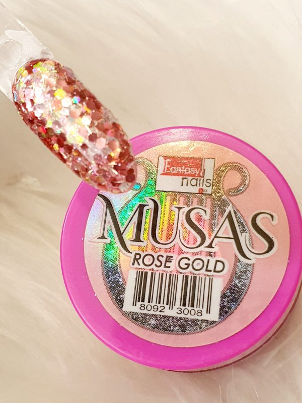 Acrílico musas rose gold Fantasy Nails 1 onza