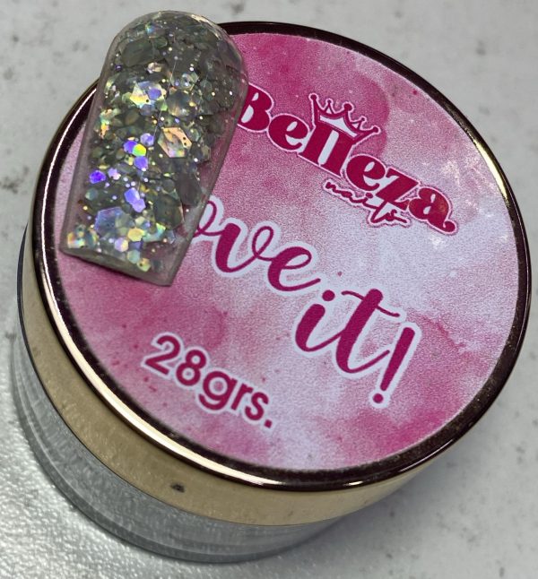 Acrílico glitter #21 love it Belleza Nails 28grs