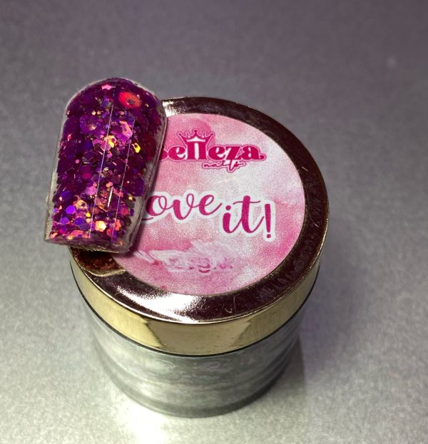 Acrílico Glitter #19 Love it Belleza 1/4 onza
