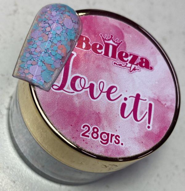 Acrílico glitter #5 love it Belleza Nails 28grs