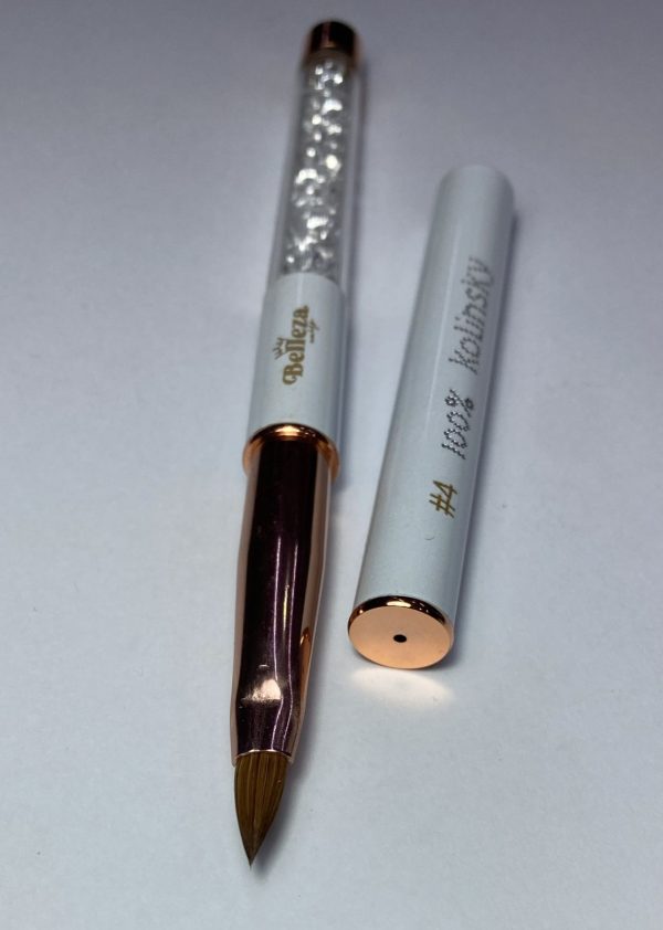 Pincel #4 kolinsky blanco con cristal Belleza Nails