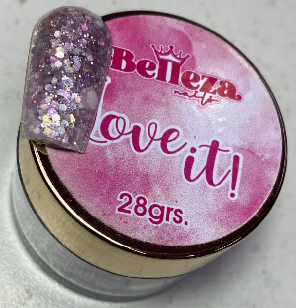 Acrílico glitter #16 love it Belleza Nails 28grs